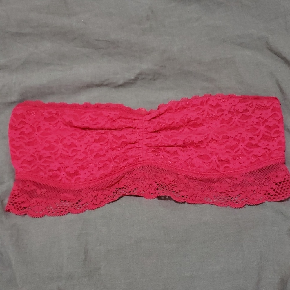 AERIE Strapless Lace Red Bandeau